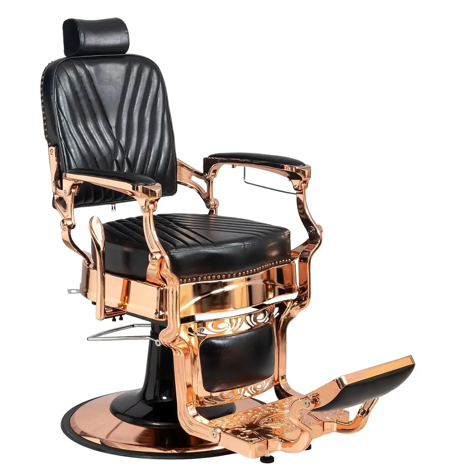 700lbs Heavy Duty Vintage Recline Barber Chair – Hydraulic, 360° Rotatable with Headrest for Professional Salons