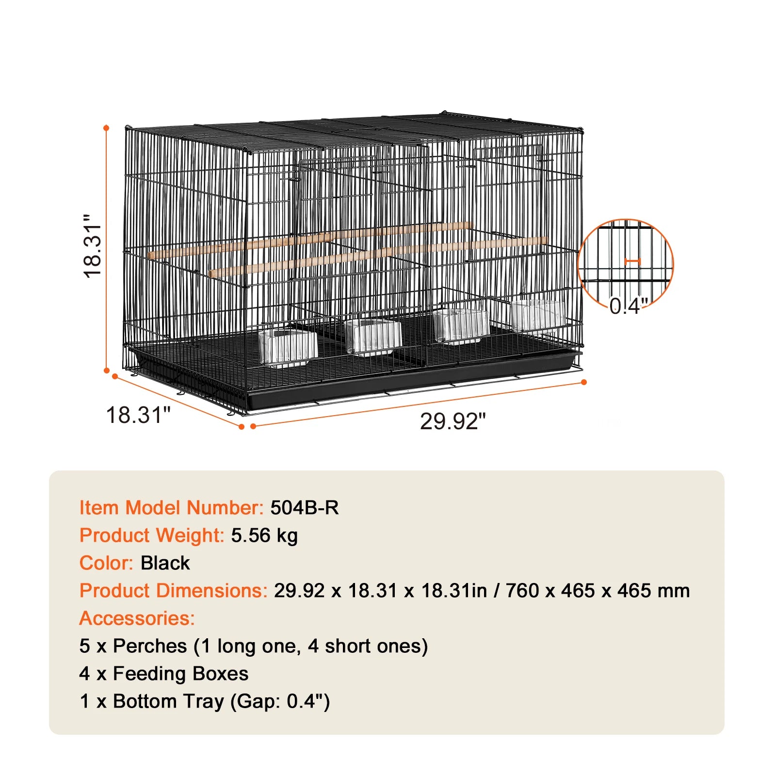 30In Flight Bird Cage Stackable Divided Small Animal Cage for Kinds of Birds Pet Travel Birdcage with Handle and Perche