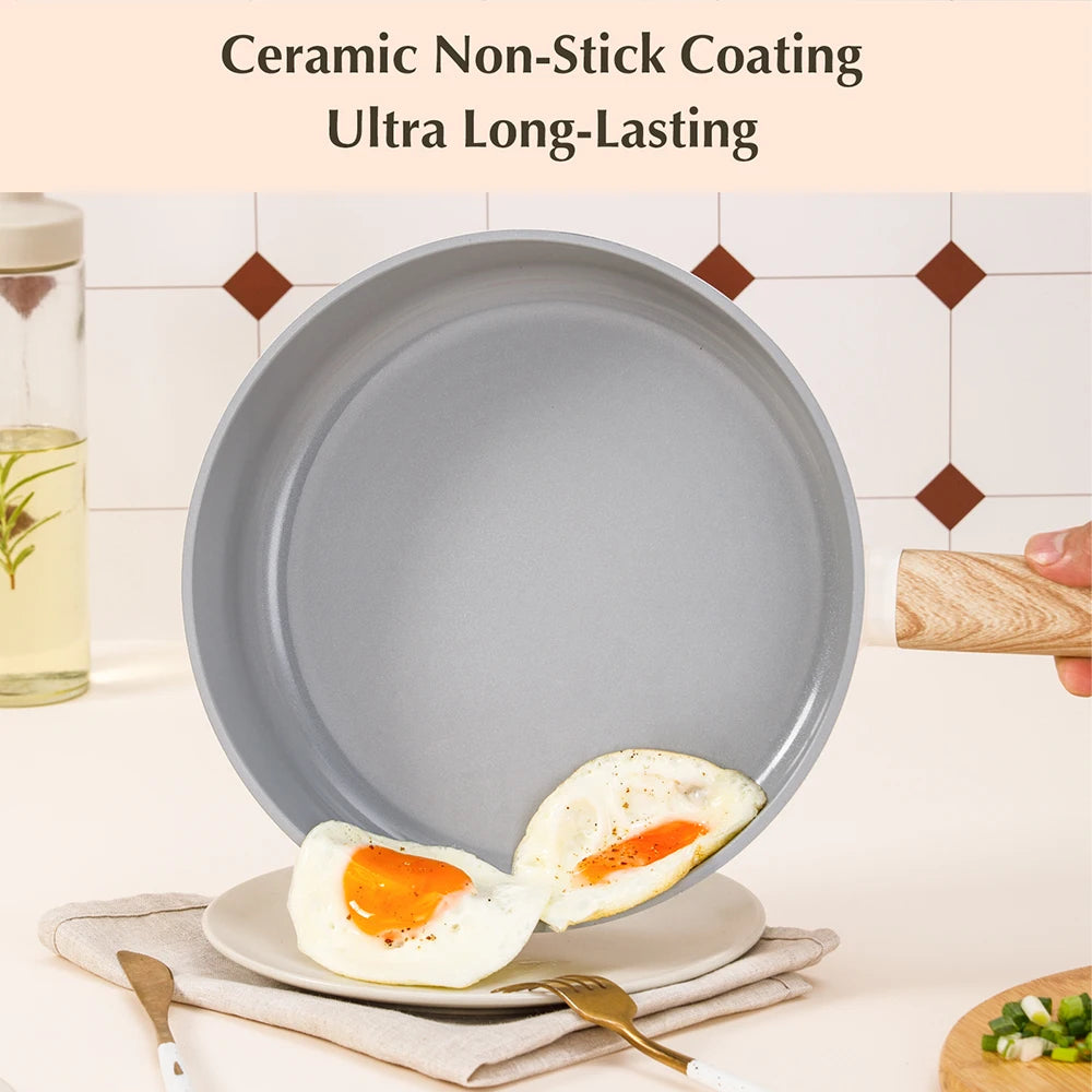 Blue and White 8 Piece Pan and Pot Set with Lid , 8pcs Sauce Pan Set For Kitchen Cooking, Oven Safe