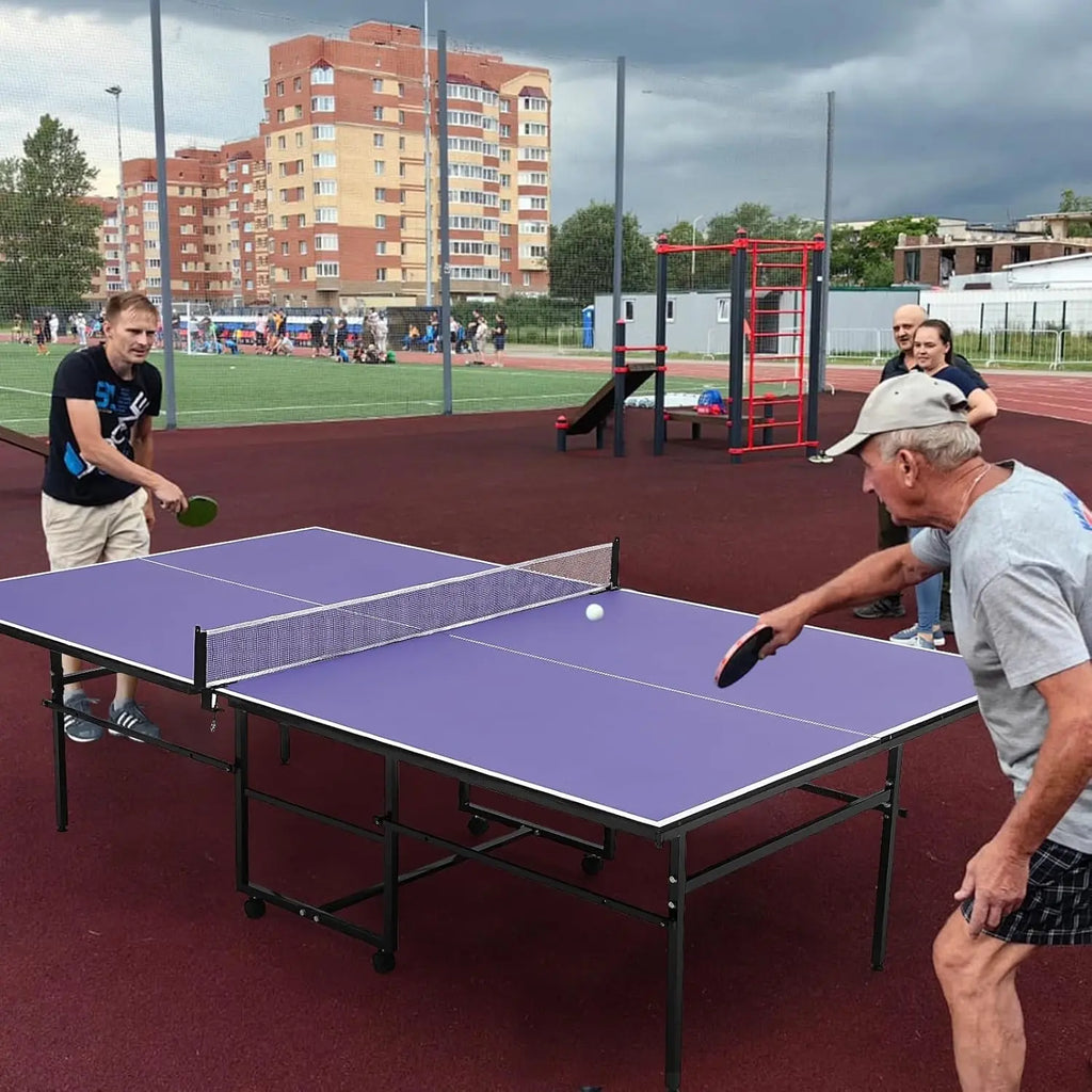 Professional Outdoor Table Tennis Tables 9 ft portable Ping Pong Table Game with Net 2 Table Tennis Paddles and 3 Balls