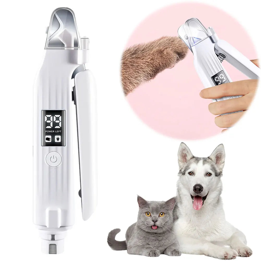 2 in 1 Electric Pet Nail Trimmer Quiet and Low Vibration Pet Nail Grinder with LED Lights Pet Toenail Clippers for Dogs and Cats