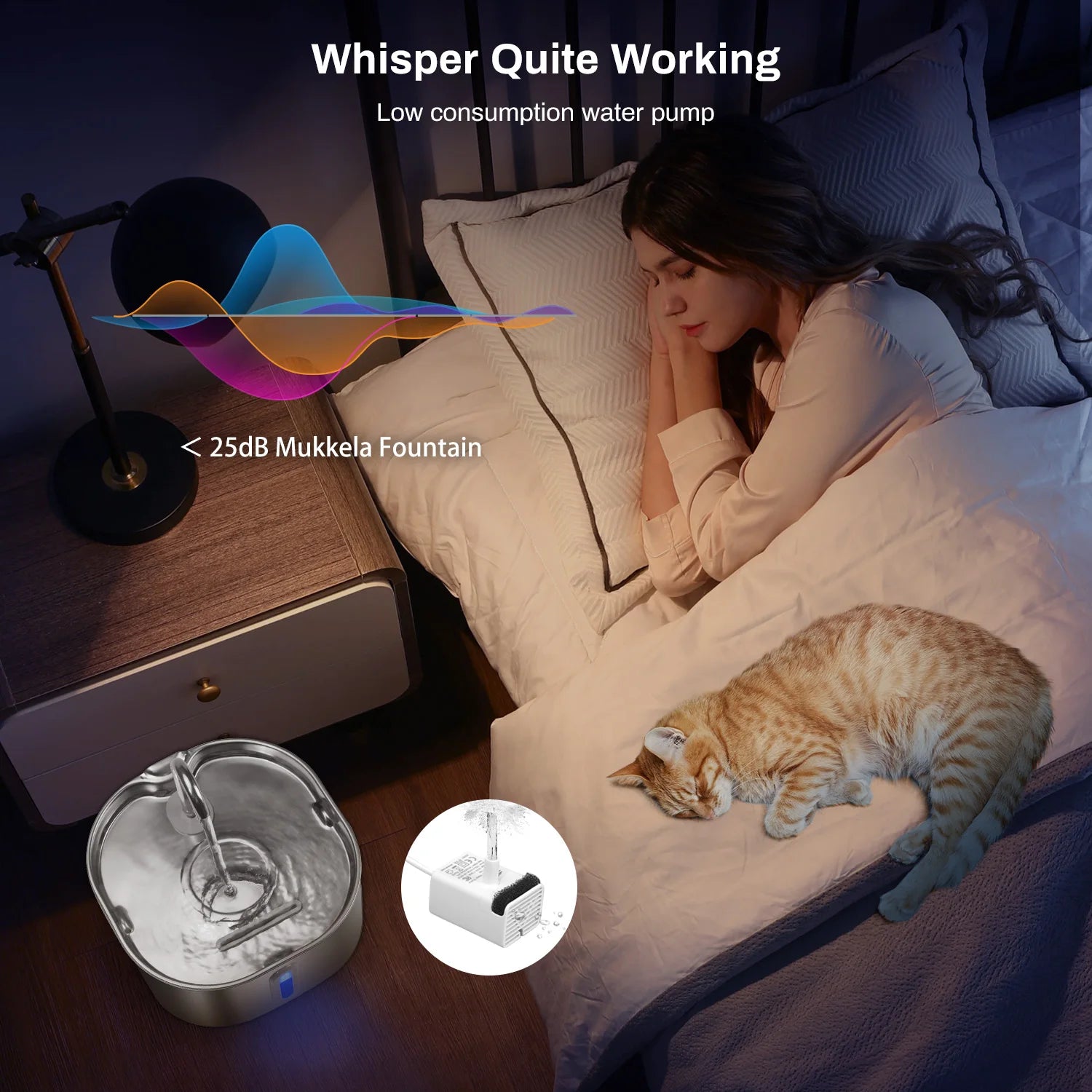 2.2L Stainless Steel Cat Water Fountain - Ultra Quiet Pet Fountain with Multi-Layer Filtration, LED Water Level Window – Large C