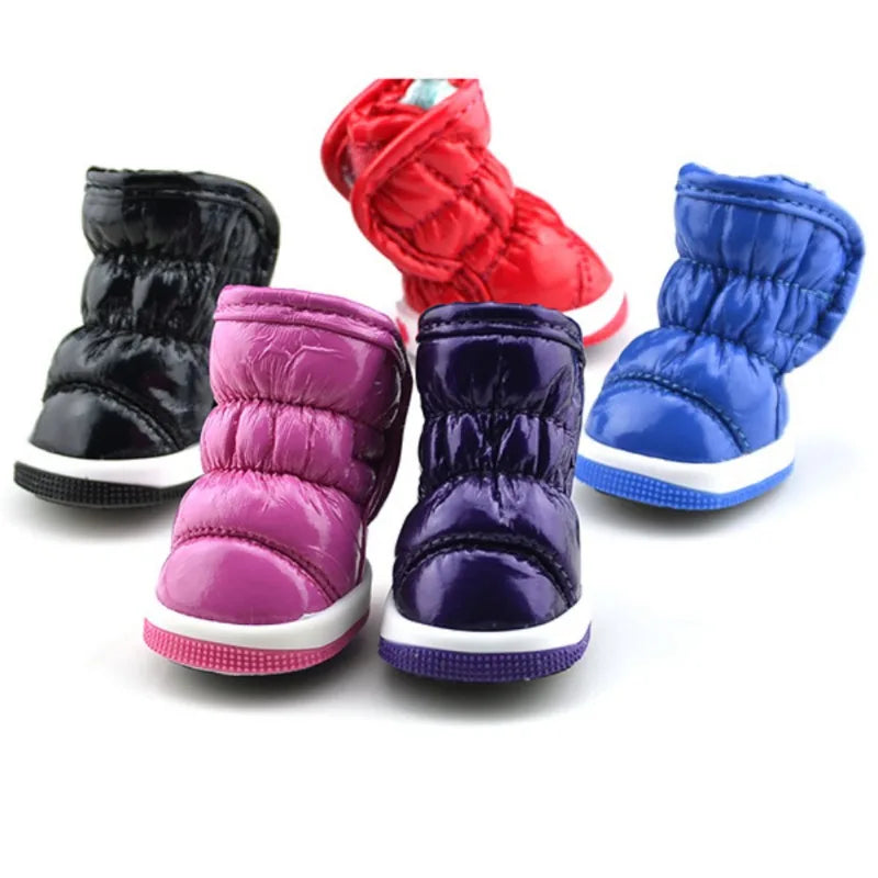 4pcs/set Pet Dog Winter Rain Shoes Waterproof Dogs Snow Boots Puppy Dog Slip Shoes For Small Medium Dog Yorkie Shoes Footwear