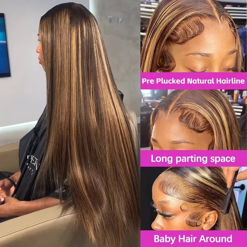 220% Highlight Ombre Wig Human Hair 13x6 Hd Lace Wig 30 Inch Honey Blonde Colored Straight Lace Front Wigs Human Hair For Women