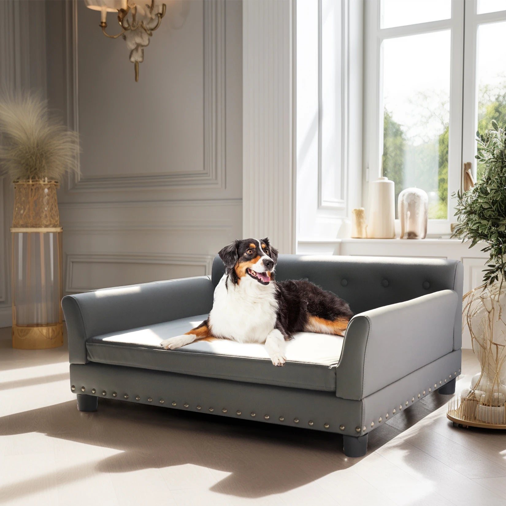 Rectangle Pet Bed for Medium and Large Dogs, Durable Elevated Dog Sofa Bed, Comfortable Dog Couch, Modern and Stylish Dog Sofa
