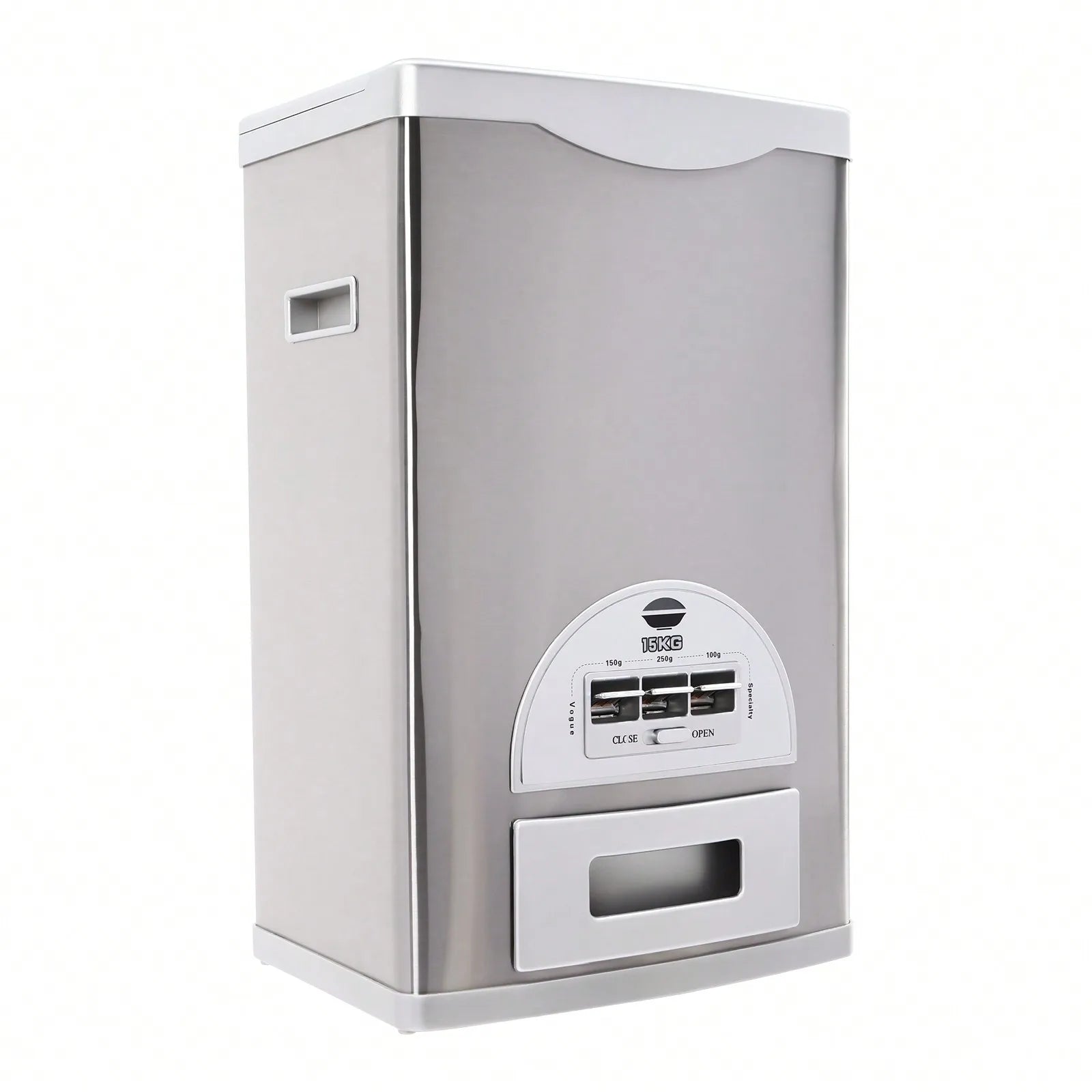 Stainless Steel Rice Dispenser, 15kg/33lb Large Capacity Automatic Rice Storage Container Kitchen Rice Dispenser Countertop