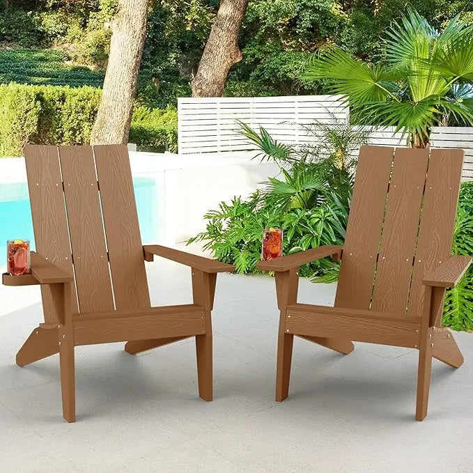 Adirondack Chair Set of 2: Modern Adirondack Chairs Fire Pit Chairs Plastic Outdoor Chairs for Lawn Backyard Deck Garden Camping