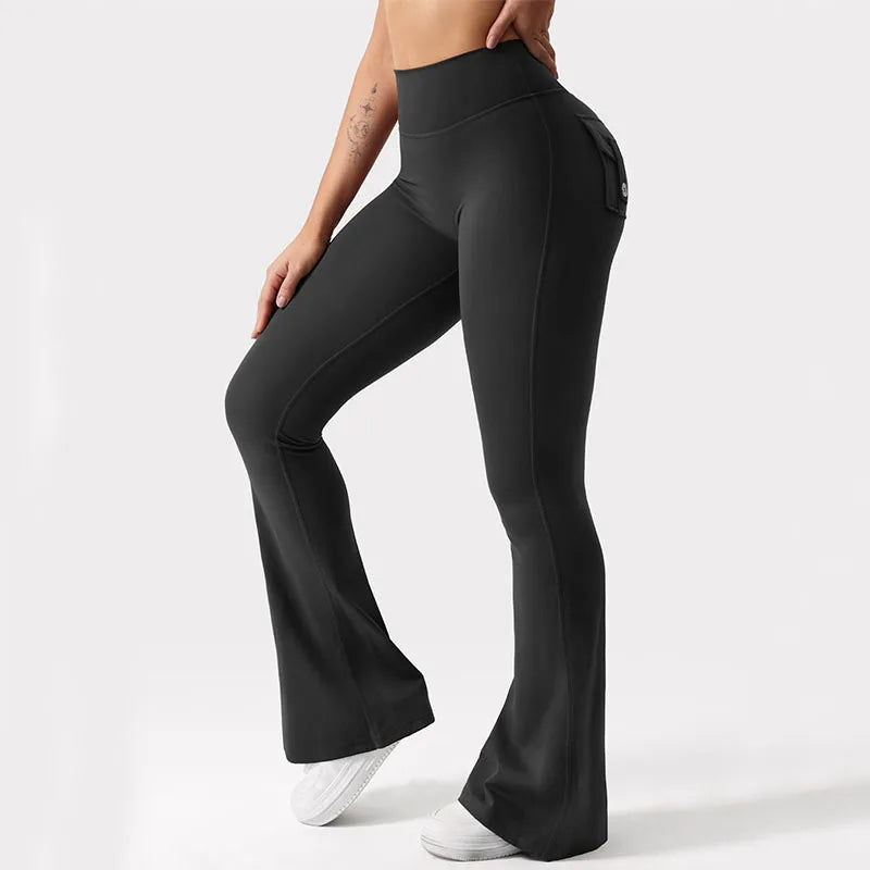 Summer Women's Cargo Pocket Fitness Tights - High-Waisted Stretch Butt Lift Yoga Running Pants