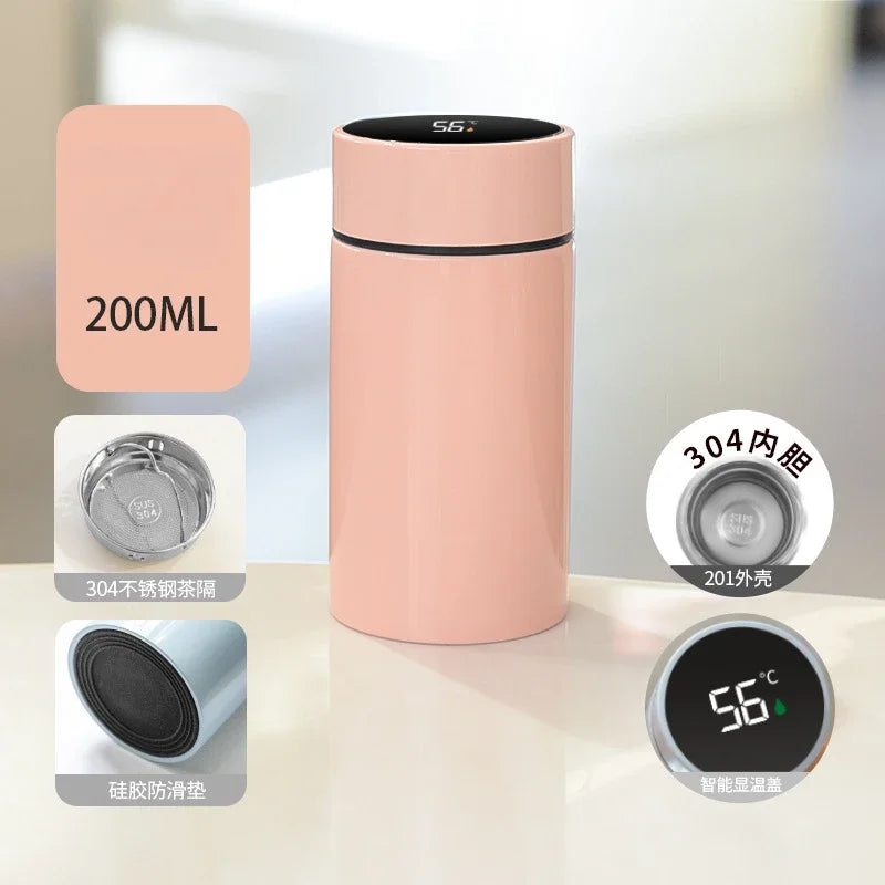 200ML Thermos Water Bottle Temperature Display Stainless Steel Vacuum Flasks Thermoses with Filter Tee Cup