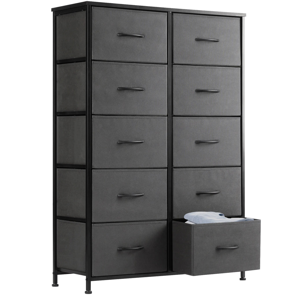 Bedside Table For Bedroom With 10 Fabric Drawers Wardrobe Steel Frame Closet For Storage Cabinet Living Room Of Furniture
