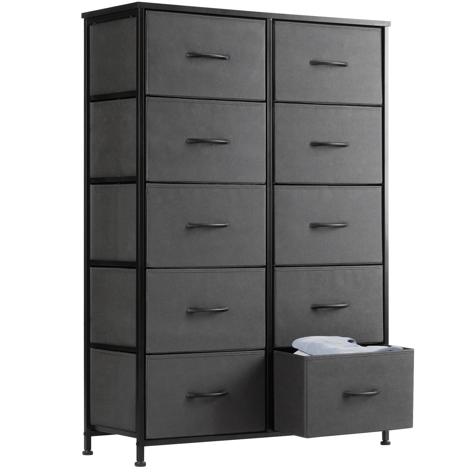 Bedside Table For Bedroom With 10 Fabric Drawers Wardrobe Steel Frame Closet For Storage Cabinet Living Room Of Furniture