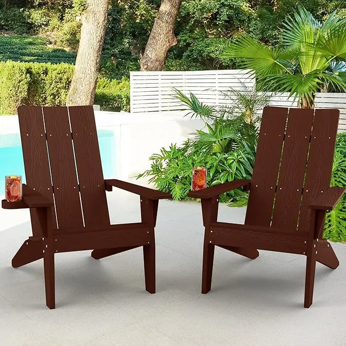 Adirondack Chair Set of 2: Modern Adirondack Chairs Fire Pit Chairs Plastic Outdoor Chairs for Lawn Backyard Deck Garden Camping