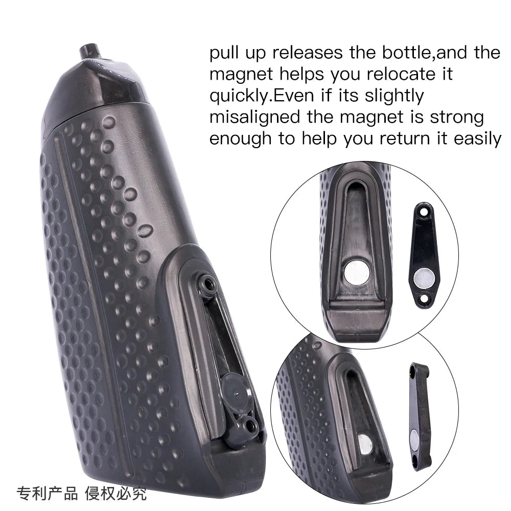 Bike Water Bottle With Attached Bottle Cage Magnetic Mounting Base