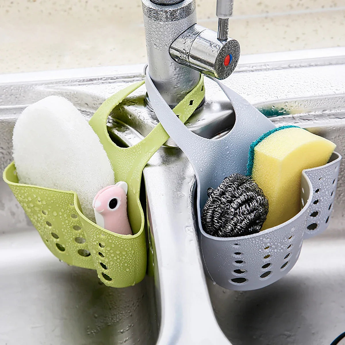 Adjustable Sink  Drain Basket Plastic Bag Useful Things For Kitchen Accessories Soap Sponge Hanging Organizer Usefull things
