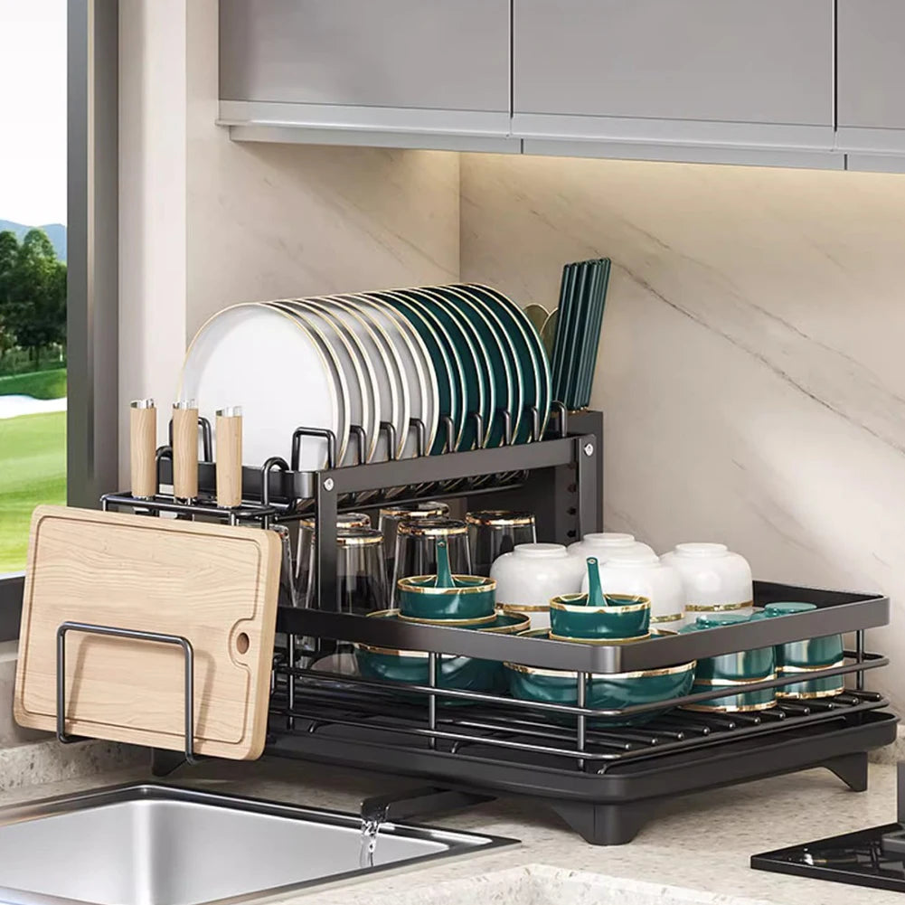 Dish Drying Rack for Kitchen Counter with Drainboard Dish Sink Organization and Storage Essentials Cutlery Holder Home Decor