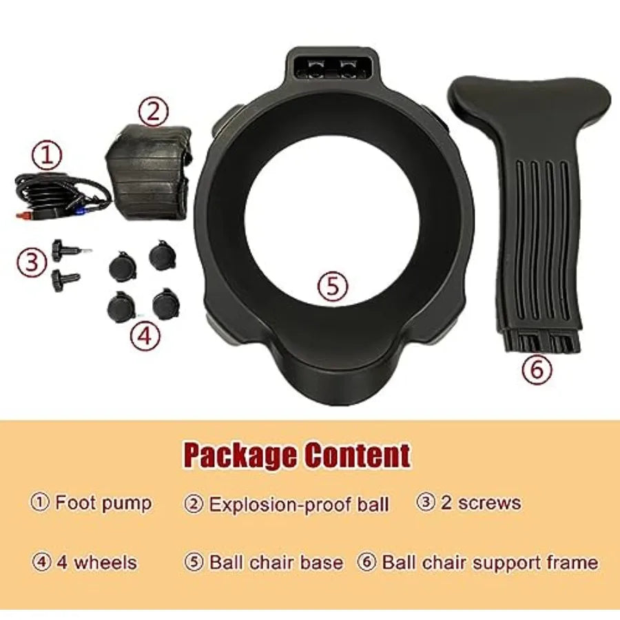 Ergonomic Office Yoga Ball Chairs for Adults Desk Purple Ball Balance Posture Chair with Wheels Ball and Foot Pump Exercise Bal