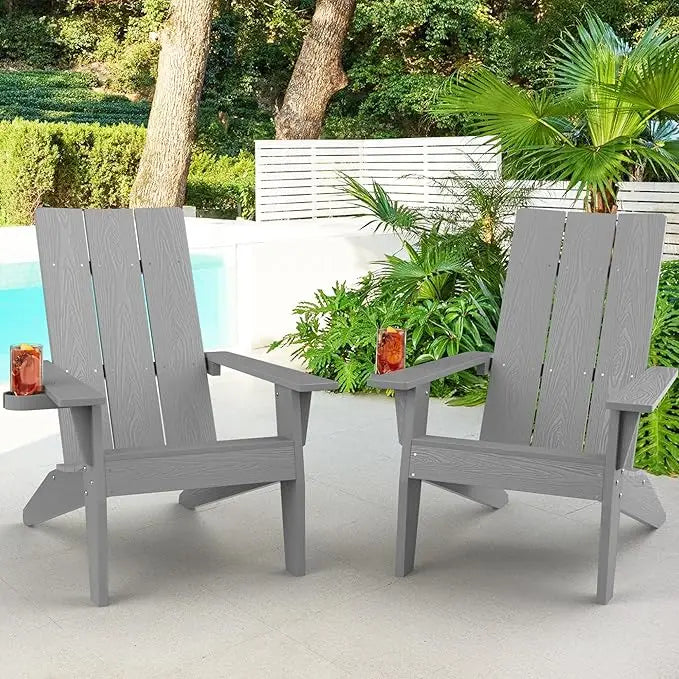 Adirondack Chair Set of 2: Modern Adirondack Chairs Fire Pit Chairs Plastic Outdoor Chairs for Lawn Backyard Deck Garden Camping