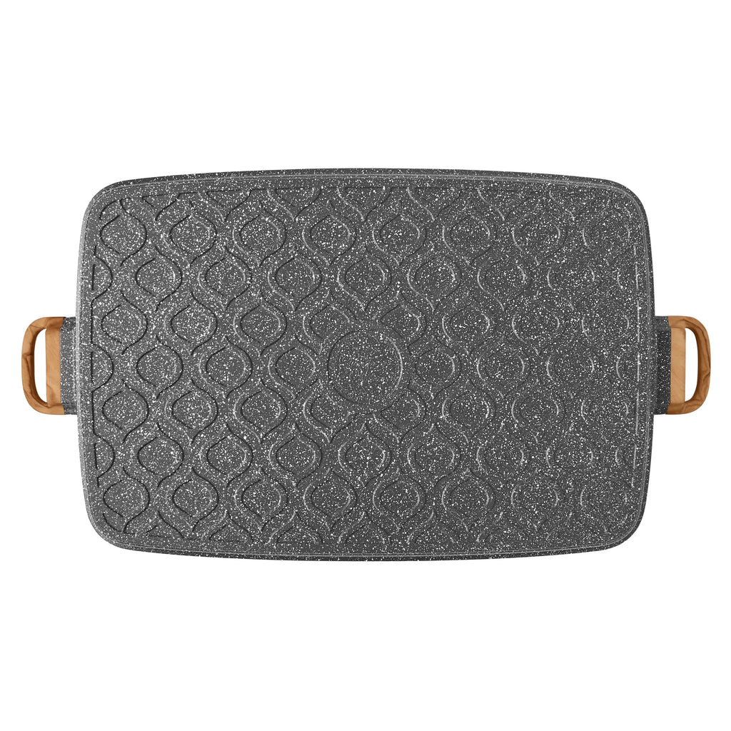 Cast Aluminum Double Griddle with Charcoal Grey Speckled for Easy Cooking and Cleaning for Everyday Kitchen Use