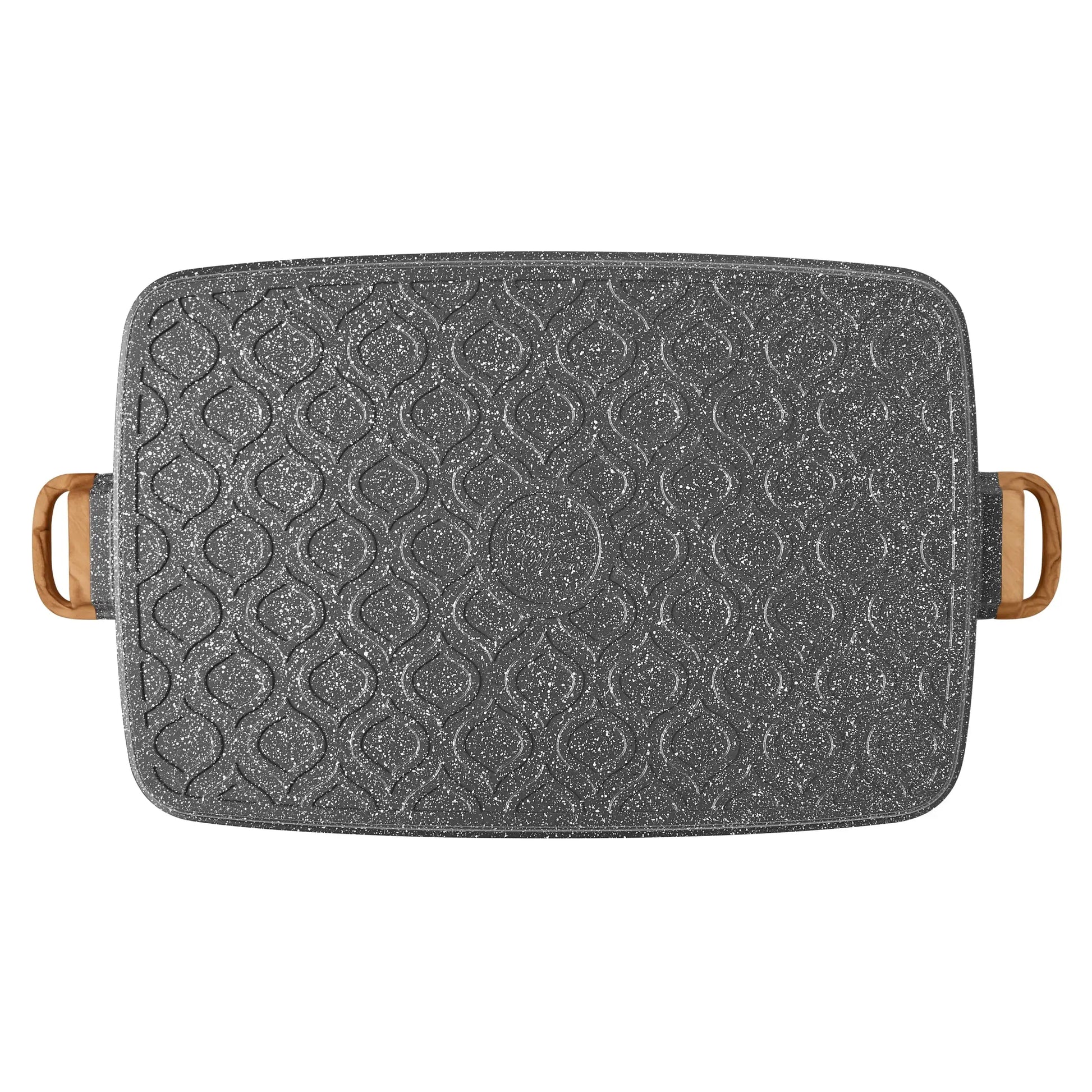 Cast Aluminum Double Griddle with Charcoal Grey Speckled for Easy Cooking and Cleaning for Everyday Kitchen Use