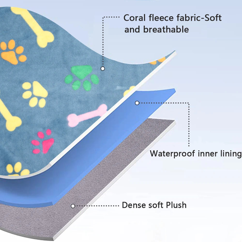 Waterproof Dog Blanket Thickened Pet Blanket Warm Breathable Dog Mat Machine Washable Pet Sheet Cat Sofa Cushion Dog Accessories