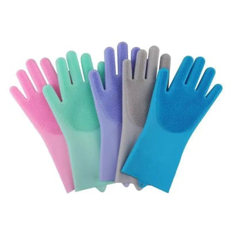 Silicone Dishwashing Gloves, Magic Shower Gloves, Room Specific Durable, Wear-resistant, Waterproof Rubber Gloves