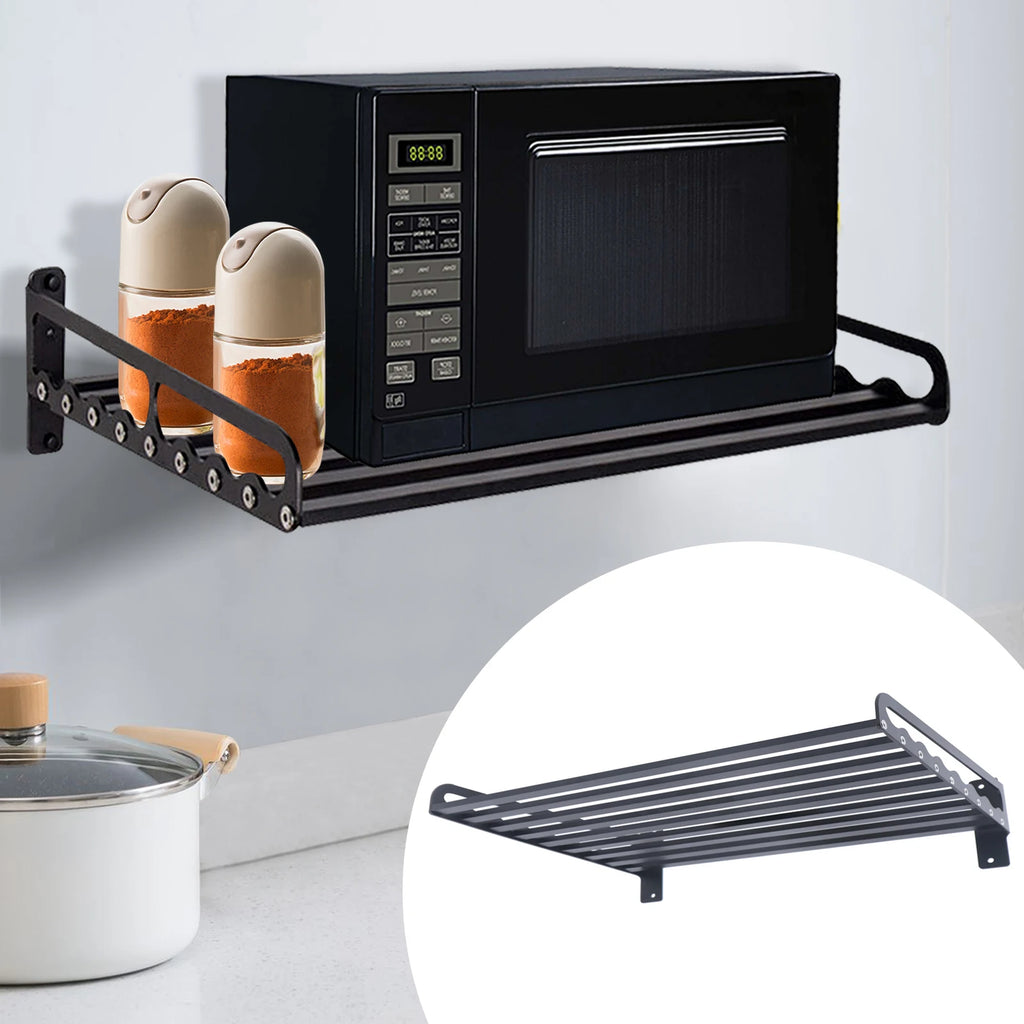 Wall-Mounted Microwave Oven Rack 50kg Capacity Microwave Holder Shelf Space-Saving & Durable for Organized Kitchen Storage