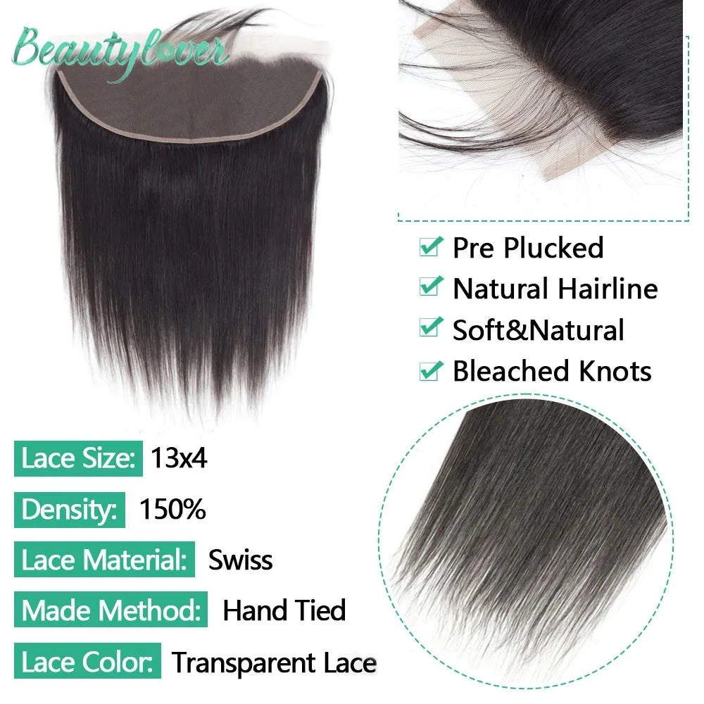 24 26 Inch Straight 13x6 Lace Frontal Brazilian Human Hair Preplucked Transparent Lace Front Only 2x6 Hd Lace Closure Human Hair