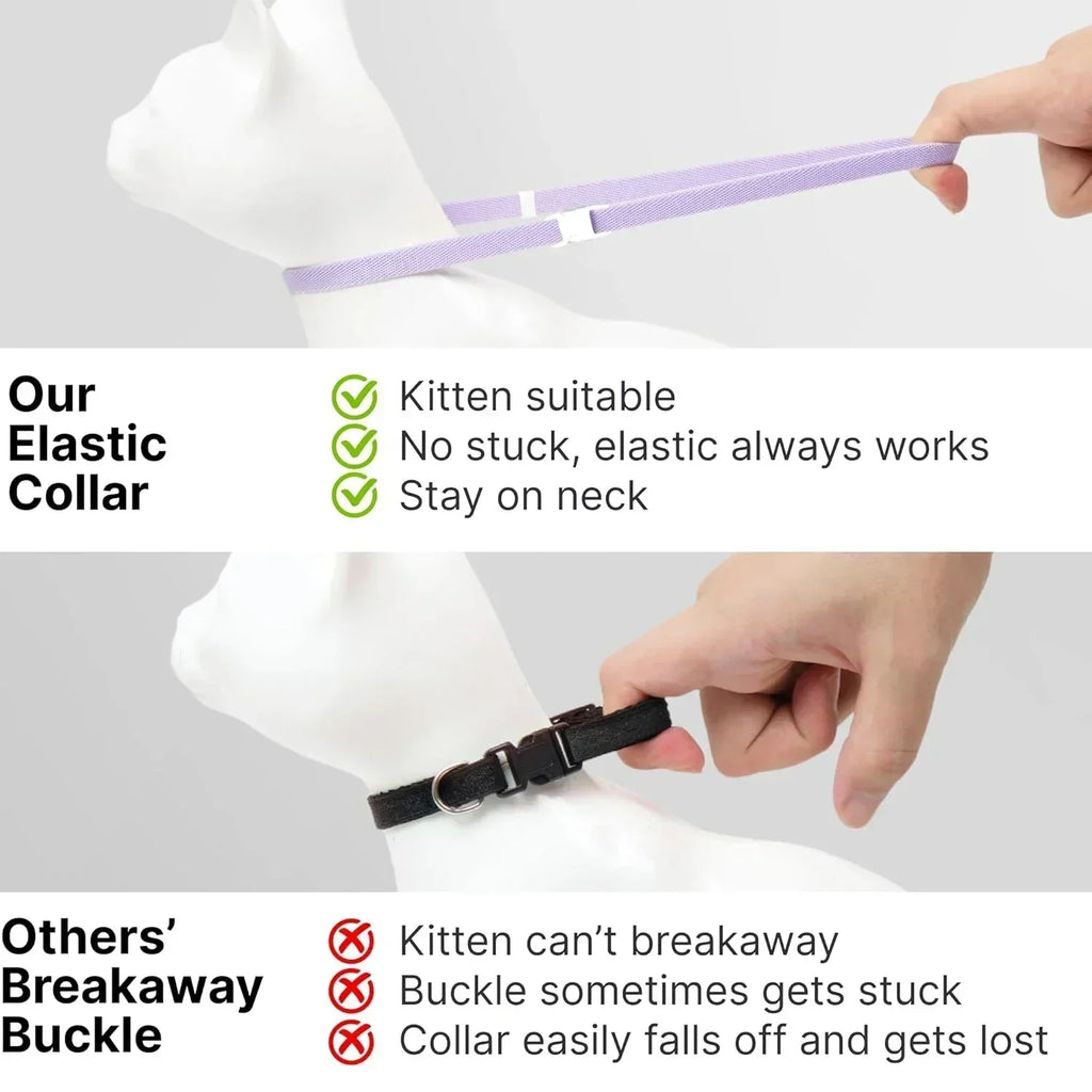 Fashion Safety Cat Collar Stretch Elastic Collars - Light Weight for Kitten, Neck for All Small Large Cat,Puppy Pet Accessories
