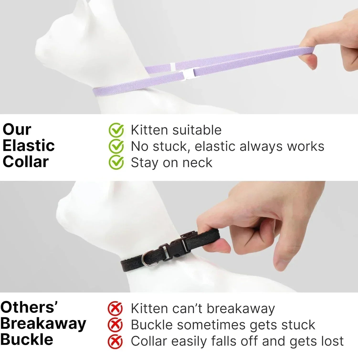 Fashion Safety Cat Collar Stretch Elastic Collars - Light Weight for Kitten, Neck for All Small Large Cat,Puppy Pet Accessories
