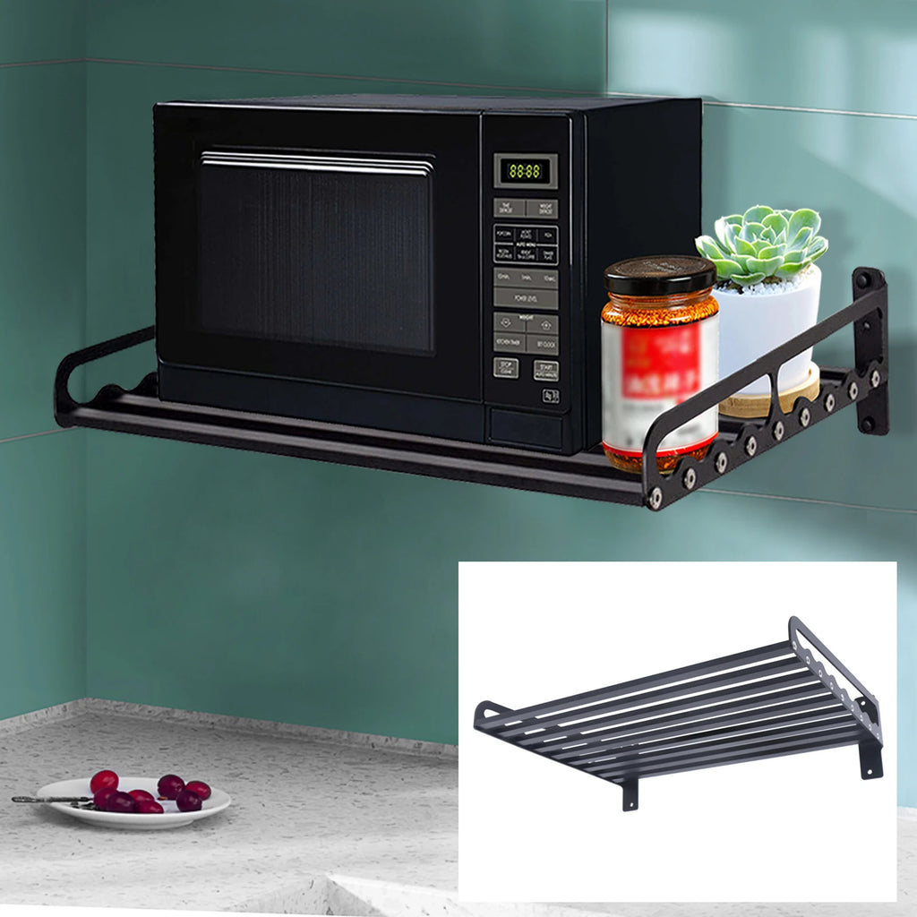 Wall-Mounted Microwave Oven Rack 50kg Capacity Microwave Holder Shelf Space-Saving & Durable for Organized Kitchen Storage