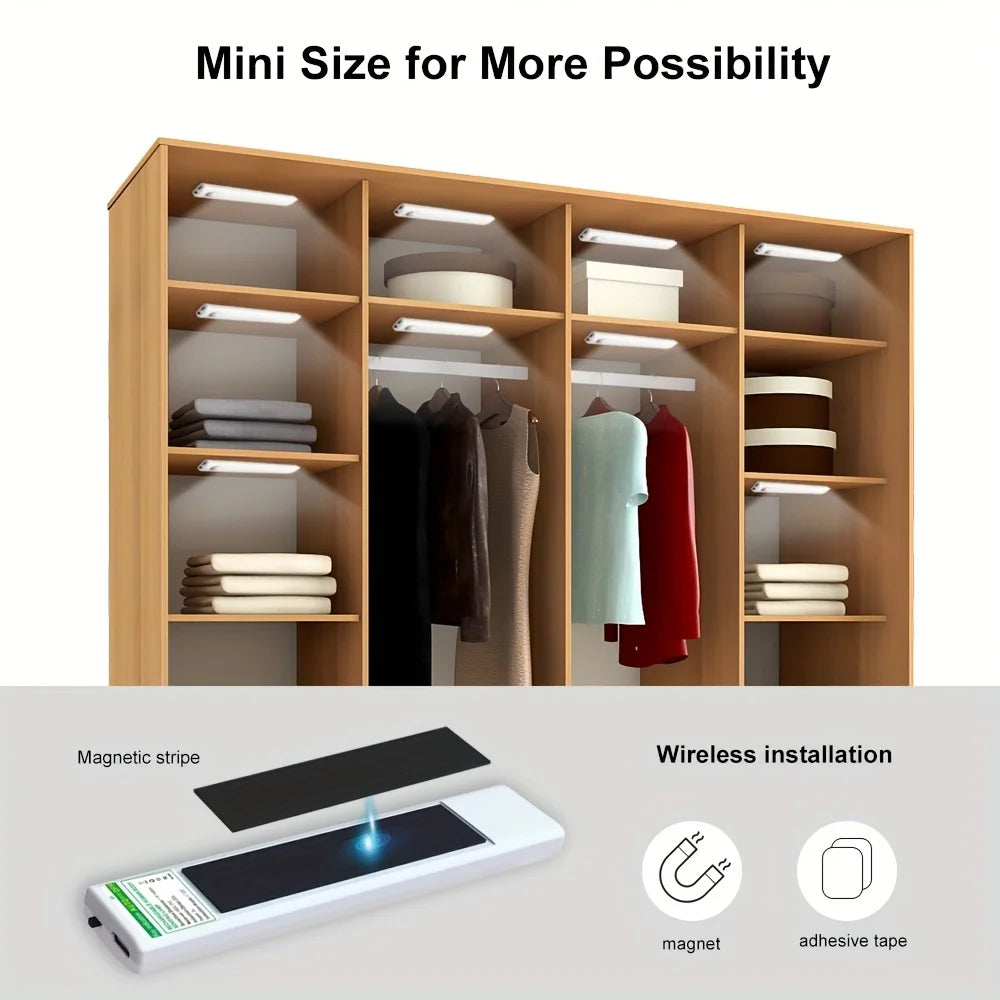 6 Pack Motion Sensor Lights Ultra-Thin USB-C Rechargeable Battery Magnetic Lights for Kitchen Night, Dark Hallway, Closet