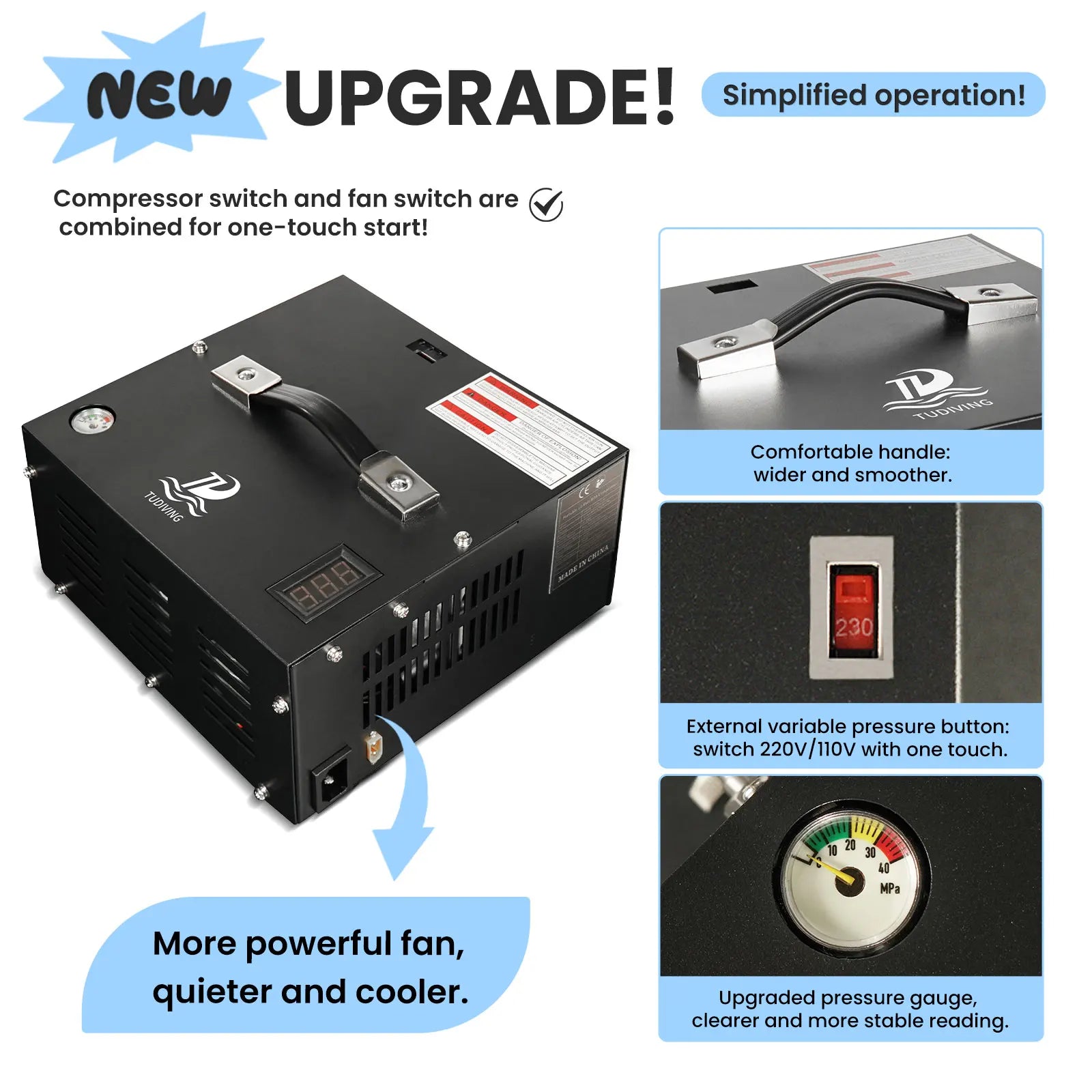 4500Psi Portable PCP Air Compressor,High Pressure Car Pump with 12V Power Adapter,Scuba Tank Compressor for Air Rifle