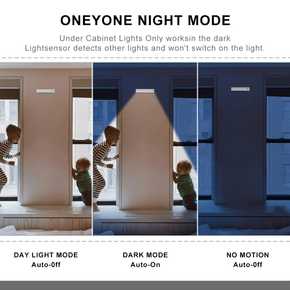 6 Pack Motion Sensor Lights Ultra-Thin USB-C Rechargeable Battery Magnetic Lights for Kitchen Night, Dark Hallway, Closet