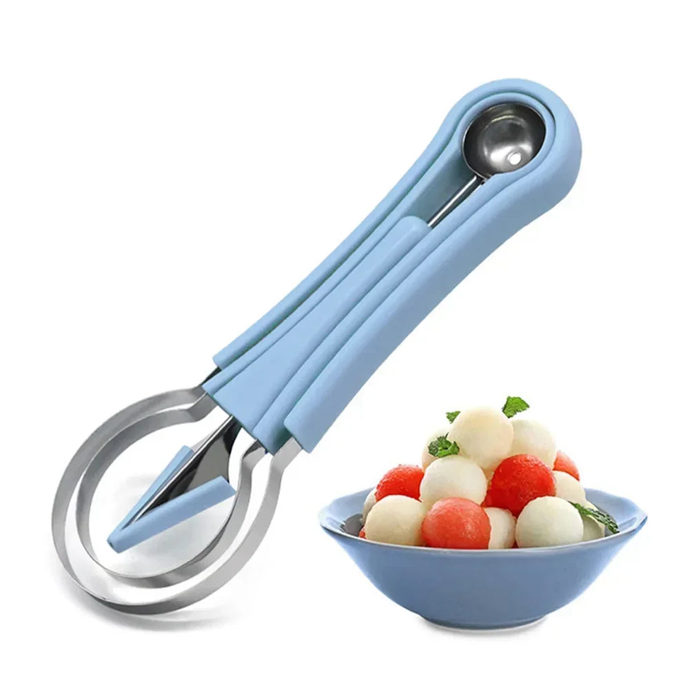 Melon Baller Scoop Set 4 in 1 Fruit Cutters Shapes Watermelon Scooper Fruit Scooper and Baller Fruit Carving Kitchen AccessoriesCurving