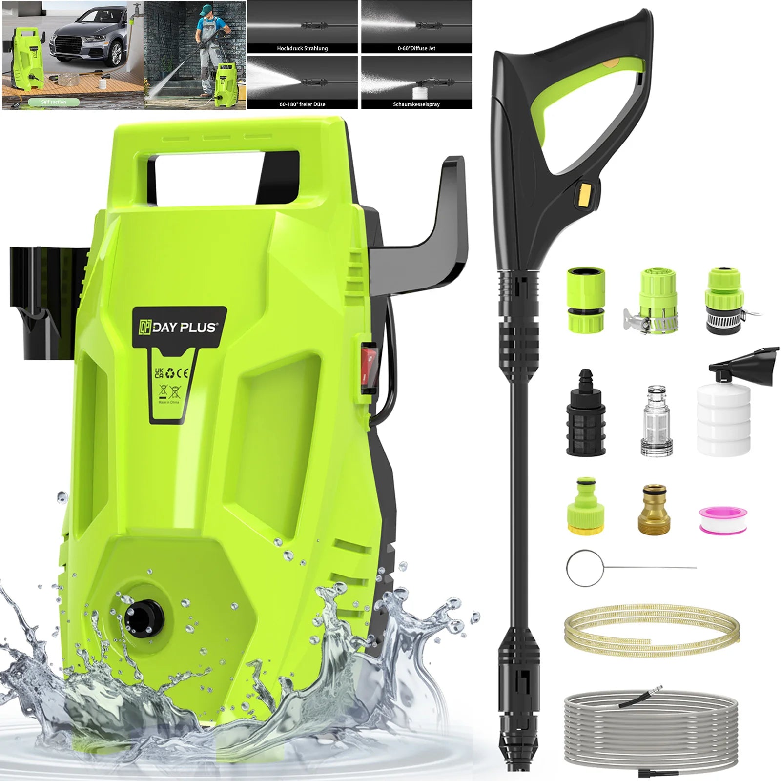 High Pressure Washer  1.32GPM, Multi-IN-1 Jet Nozzle, Portable Electric Jet Washer for Cars Garden Home Patio Power Tool