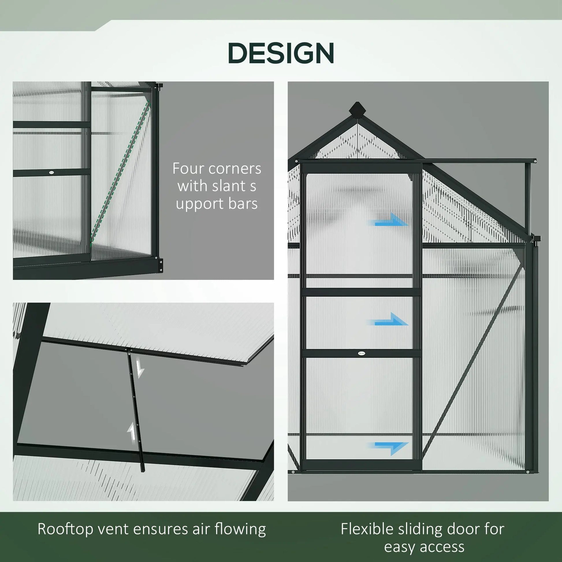 6' X 6' X 7 Greenhouse Aluminum Frame Walk-In Outdoor Plant Garden Polycarbonate