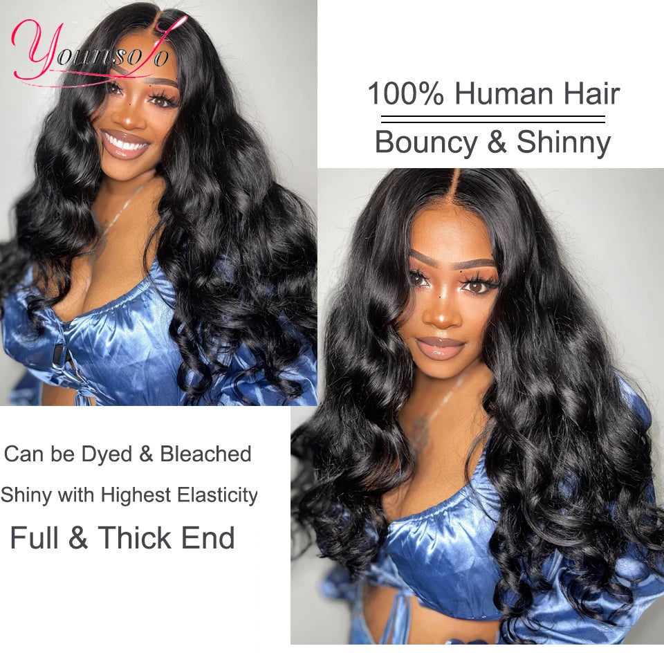 Younsolo Loose Wave Bundles Brazilian Human Hair Loose Weave Bundles 1/3/4/Pcs Lot Natural Black Human Hair Extensions For Woman