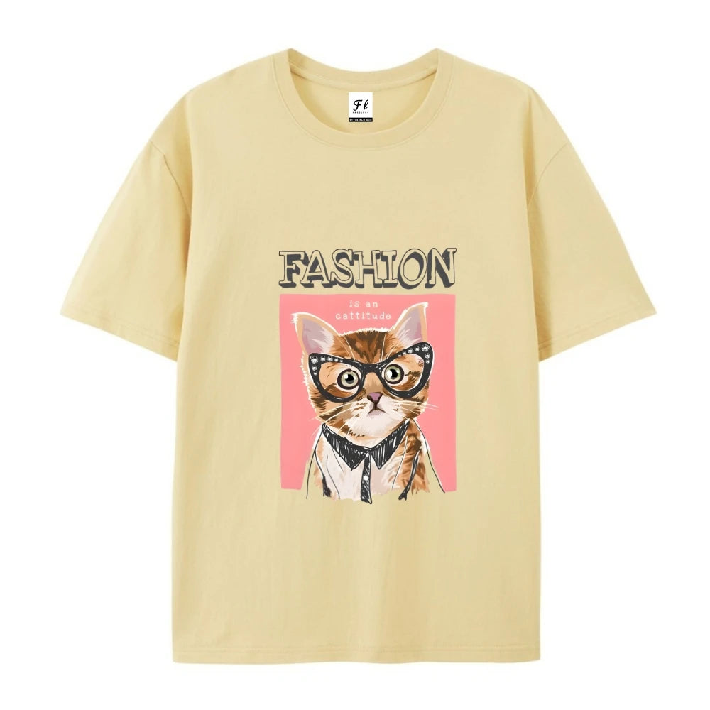 Trending Unisex Fashion Cat Pattern Tshirt Casual Loose Round Neck Short Sleeve  Summer  Style Streetwear Tees Aliexpress
