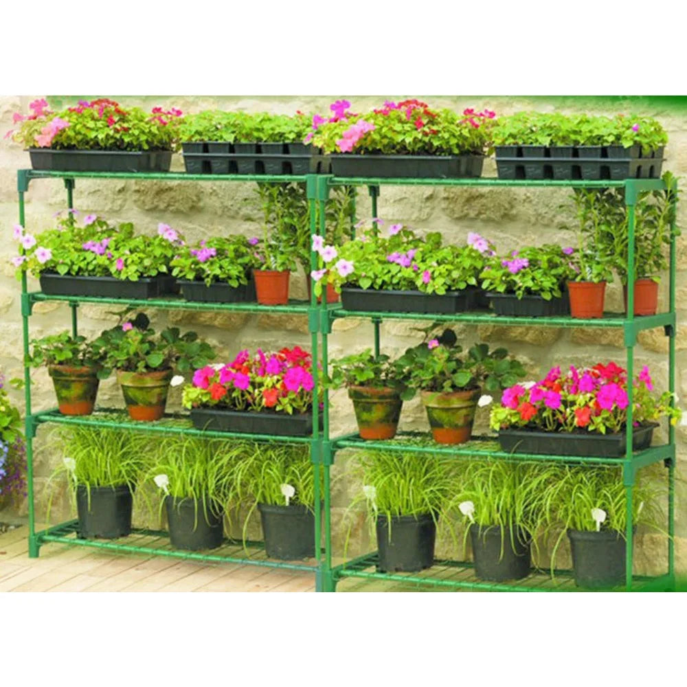 Garden Greenhouse Steel Staging Shelving Plant Stand Garden Shelving Unit Garage Storage Racking, 2 Pack Plant Racks