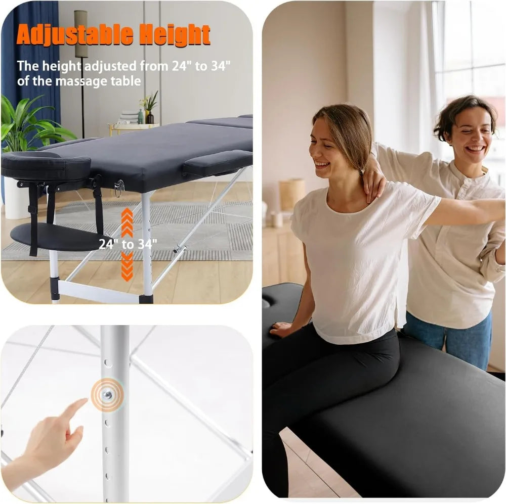 Massage Table, 84 Inch Massage Bed with Neck Stretcher Adjustable Lash Bed Massage Bed Tattoo Table for Eyelash Extensions